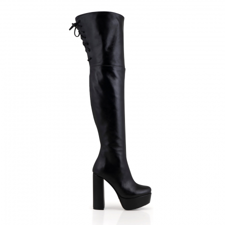 Cizme - Cizme Eva Black, peste genunchi