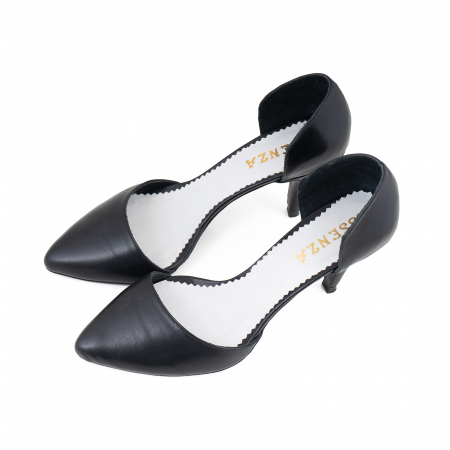 Stoc Livrare Rapida - Pantofi stiletto decupati(interior/exterior), realizati din piele naturala neagra