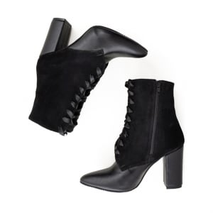 Botine din piele neagra intoarsa si piele neagra box [2]
