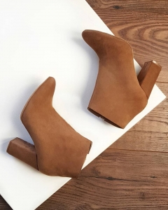 REDUCERI - Botine scurte din piele intoarsa camel