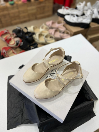 Pantofi decupati, din piele naturala bej cu presaj sarpe [1]