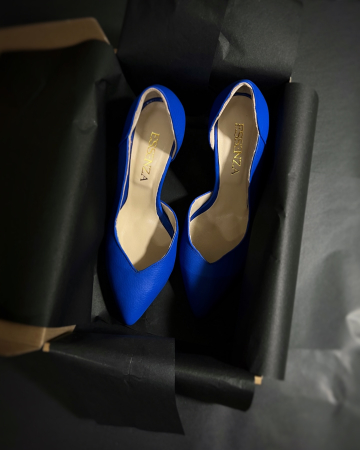Pantofi stiletto cu decupaj interior, din piele albatru cobalt [3]