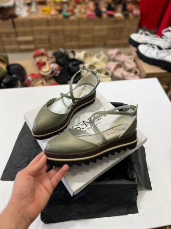 Pantofi decupati, din piele naturala verde [0]