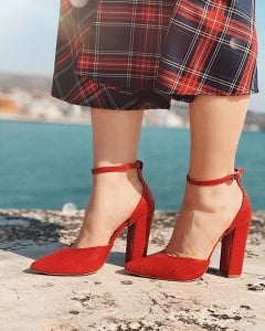 Pantofi din piele naturala rosu croco [0]