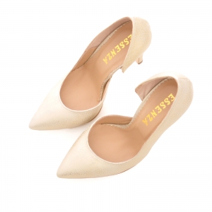 Pantofi stiletto cu decupaj interior, din piele auriu galbuie [2]