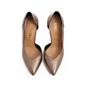 Pantofi stiletto, cu decupaj interior, din piele bronz [2]