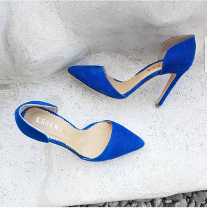 FEMEI - Pantofi stiletto cu decupaj, din piele intoarsa albastra