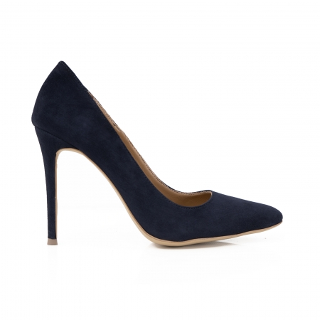 Pantofi - Pantofi Stiletto din piele intoarsa albastru inchis