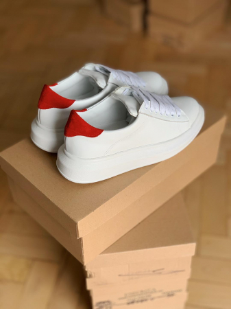 Casual - C127 sneakers white, red suede