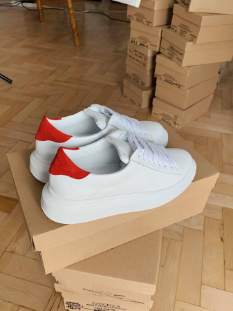 Casual - C127 sneakers white, red suede