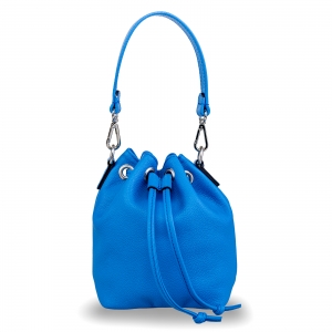 Posete - Poseta Kristy mini bucket  din piele naturala albastra