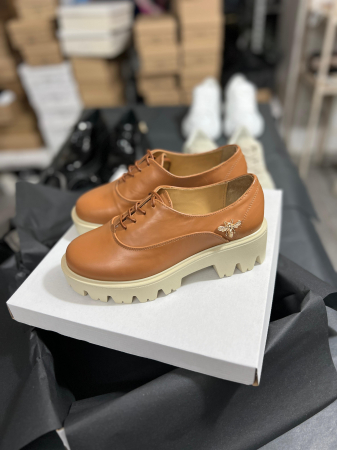 Casual - Pantofi Oxford Camel gold bee