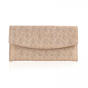 FEMEI - Poseta plic Anna, din piele piele beige cu dungulite aurii