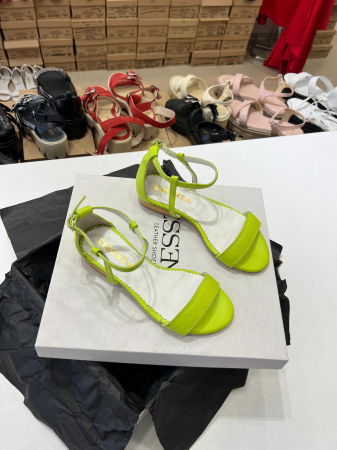 Sandale cu talpa joasa, din piele naturala galben neon [2]