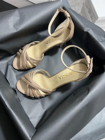 Sandale - Sandale cu barete, din piele naturala bronz sidefat.