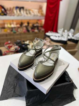 Pantofi decupati, din piele naturala verde [3]