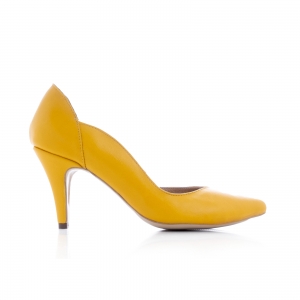 FEMEI - Pantofi stiletto din piele naturala galbena