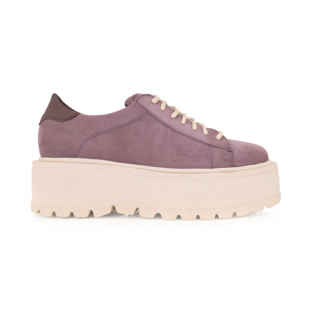 Pantofi - Pantofi cu talpă groasă, realizati din piele naturala intoarsa, mov lavanda
