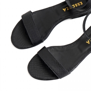 Sandale cu talpa joasa, din piele neagra cu presaj crocodil [4]