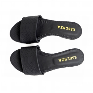 Flip flops din piele naturala neagra croco [2]