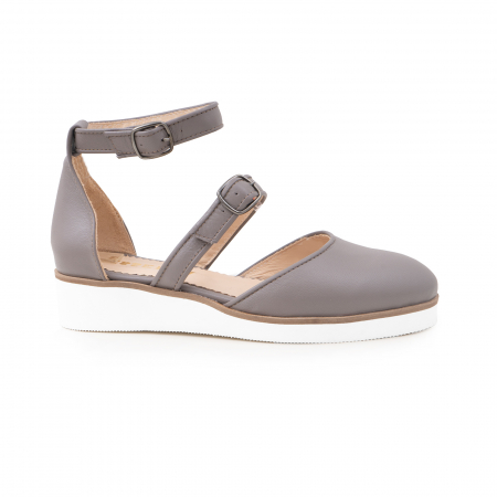 Sandale talpa chunky - Pantofi decupati, din piele naturala cafenie
