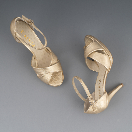 Sandale cu platforma, din piele laminata aurie [3]