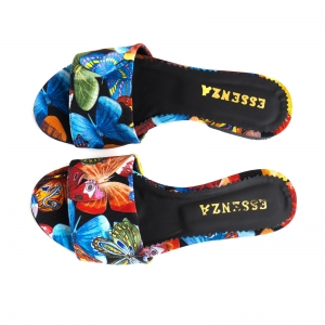 Flip flops din piele naturala cu print floral [3]