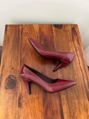 Pantofi stiletto din piele naturala visinie [3]