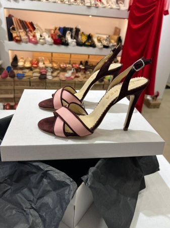 Sandale din piele intoarsa mov si piele naturala roz [2]