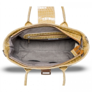 Poseta Diana, din piele lacuita beige cu textura tip croco [4]