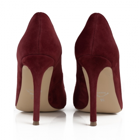 Pantofi Stiletto din piele intoarsa burgundy [3]
