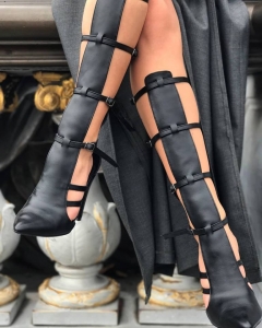 Sandale - Cizme stiletto, cu barete si catarame