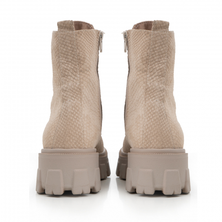 Bocanci cu siret, din piele naturala bej, cu presaj de sarpe [3]