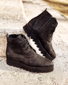 REDUCERI - Ghete cu siret, din piele neagra patinata