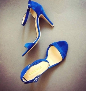 Insta Shop - Sandale din piele intoarsa albastru intens