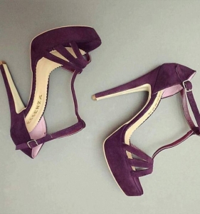 Insta Shop - Sandale din piele intoarsa visinie