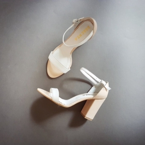 Insta Shop - Sandale din piele nude si alba