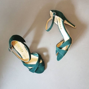 Insta Shop - Sandale din piele intoarsa verde