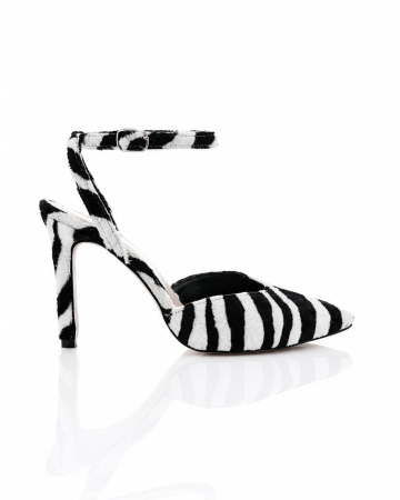 Pantofi - Pantofi Vicky Furry Zebra 90mm