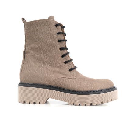 Bocanci cu siret, din piele naturala bej, cu presaj de sarpe [0]