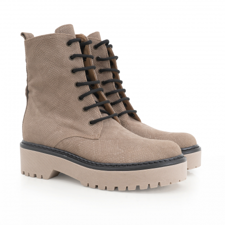 Bocanci cu siret, din piele naturala bej, cu presaj de sarpe [1]