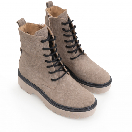 Bocanci cu siret, din piele naturala bej, cu presaj de sarpe [2]