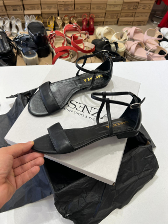 OUTLET PRIMAVARA-VARA - Sandale cu talpa joasa, din piele naturala neagra.