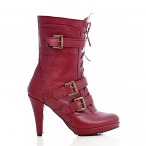 Ghete din piele naturala visinie cu siret din piele [0]