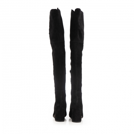 Cizme peste genunchi, din piele intoarsa neagra cu toc de 7cm [4]