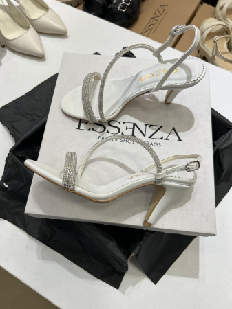 OUTLET PRIMAVARA-VARA - Sandale cu bareta ingusta Crystal, din piele naturala alba