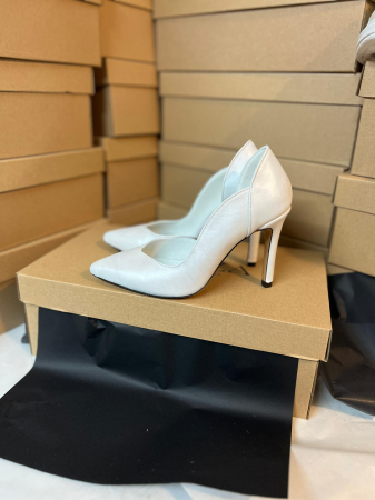 Pantofi - Pantofi stiletto din piele naturala de culoare alb sidefat