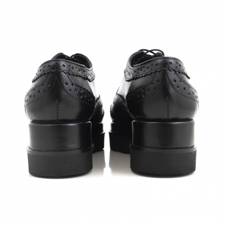 Pantofi din piele natruala neagra, cu perforatii si talpa dubla [3]