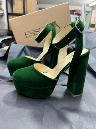 REDUCERI - Pantofi din catifea verde
