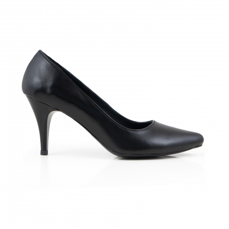 Stoc Livrare Rapida - Pantofi stiletto  din piele naturala neagra